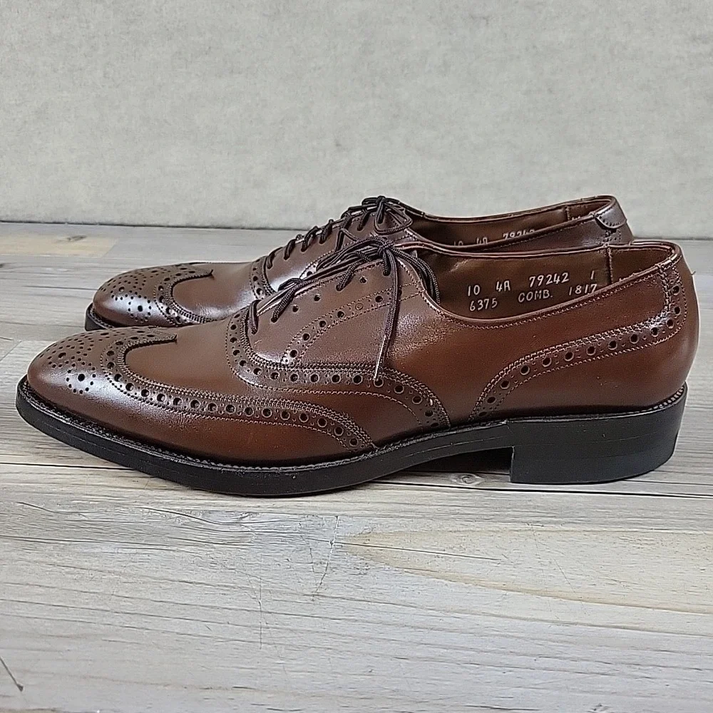 Allen Edmonds Mens Shoes 10 4A AAAA Wingtip Brown Oxford 6375 Brogue Super Slim